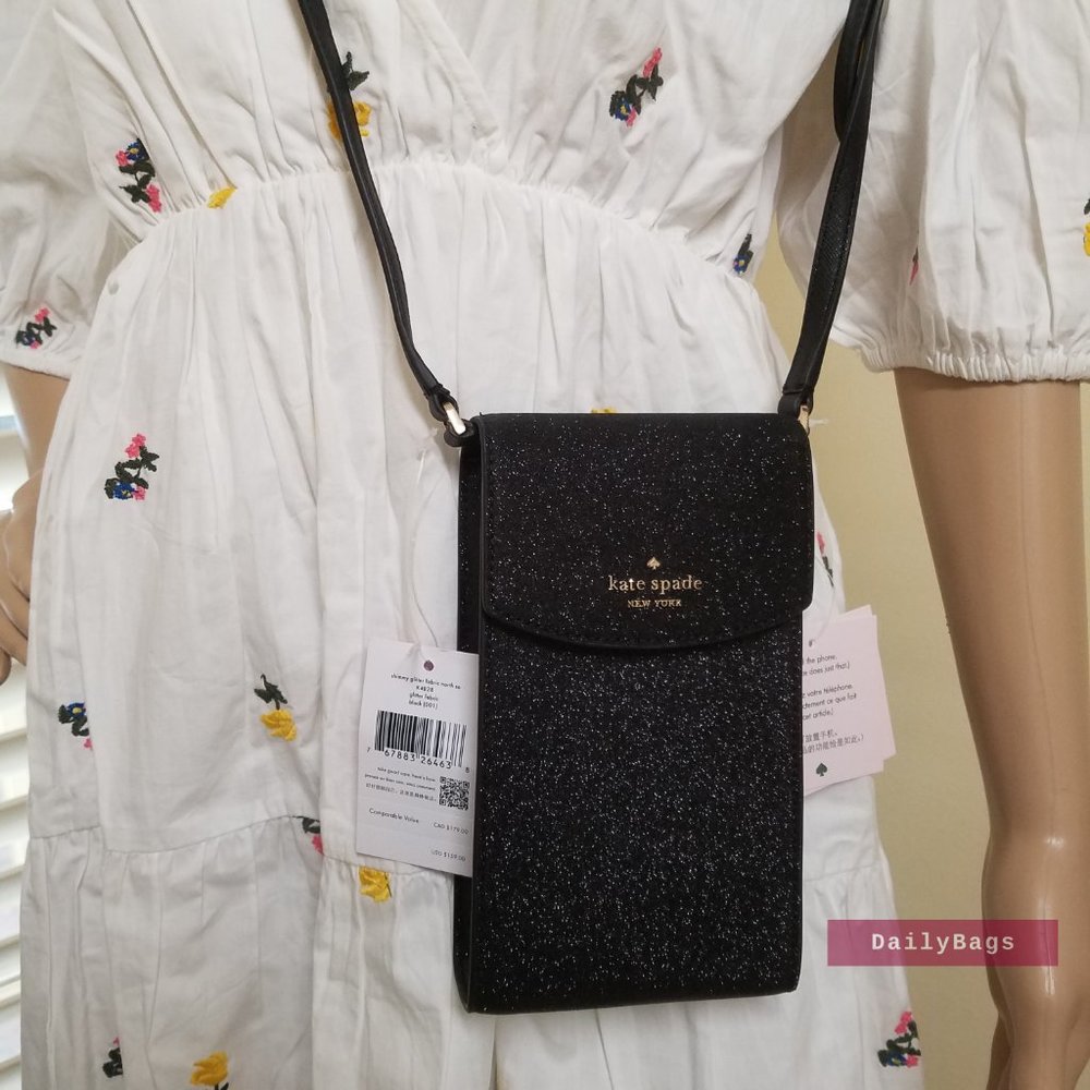 BEAUTIFUL GLITTER NORTH SOUTH NS PHONE CROSSBODY SHINY KATE SPADE FLAP FOR PHONE